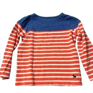 Mini Boden Kids Striped Long Sleeve Shirt Blue/Orange Cotton Size 4-5 Yrs